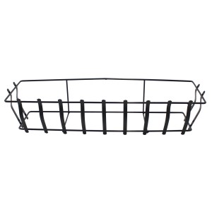 Metallinen aalto-kuvioinen teline 60cm mittaiselle kukkalaatikolle, musta. Seinäkiinnitys.